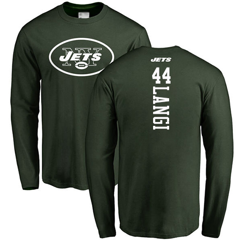 New York Jets Men Green Harvey Langi Backer NFL Football 44 Long Sleeve T Shirt